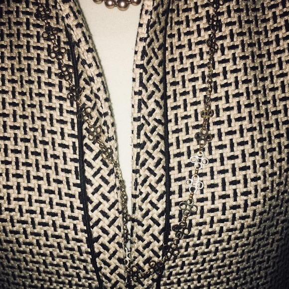 KASPER HOUNDSTOOTH BEIGE JACKET - Picture 2 of 6